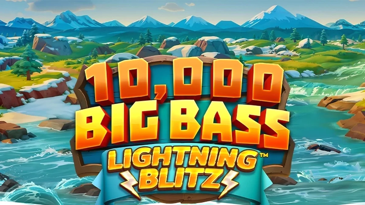 Tampilan layar utama slot 10,000 Big Bass Lightning Blitz dengan elemen visual air dan petir